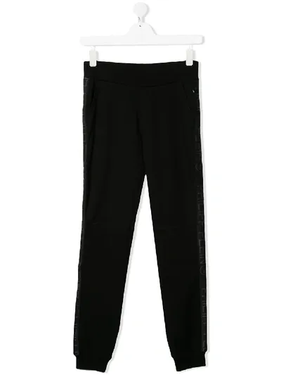 Philipp Plein Kids' Logo Side Panel Jogging Trousers In Black