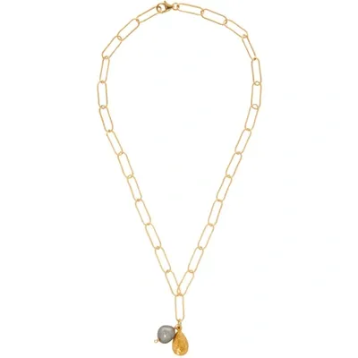 Alighieri Solitary Tear 24ct Yellow Gold-plated Bronze And Freshwater Pearl Pendant Necklace In Gold,pearl