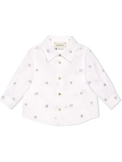 Gucci Baby Symbols Cotton File Coupé Shirt In White