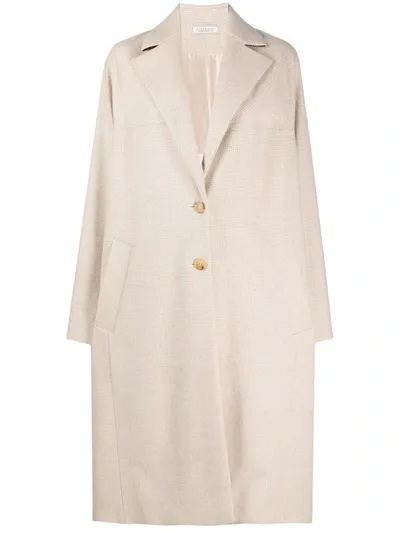 Nina Ricci Checked Draped Coat In Neutrals