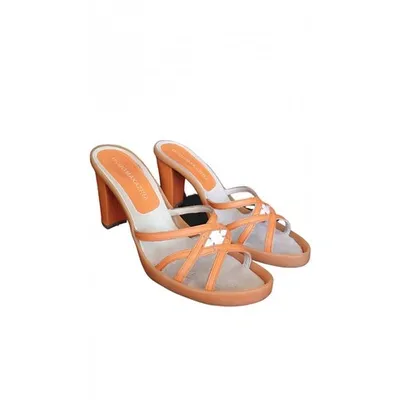 Pre-owned Bcbg Max Azria Leather Mules In Orange