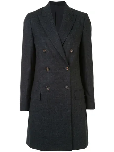 Brunello Cucinelli Double-breasted Blazer Coat In Grey