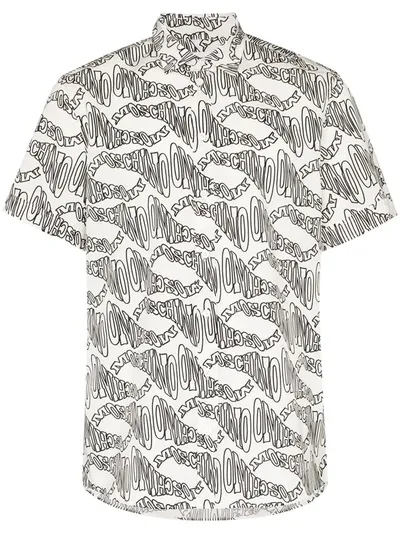 Moschino Graphic Logo Short Sleeve Shirt In White