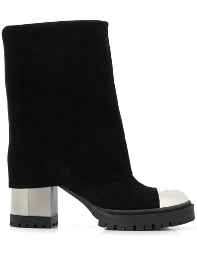 Casadei Rock City 85 Foldover Boots In Black