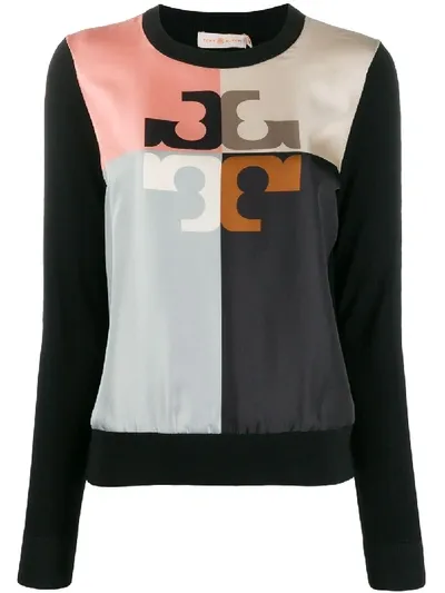 Tory Burch Pullover In Colour-block-optik In Black