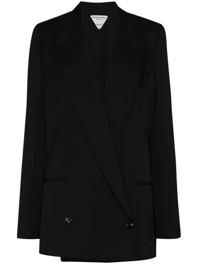 Bottega Veneta Long-line Double-breasted Blazer Jacket In Black