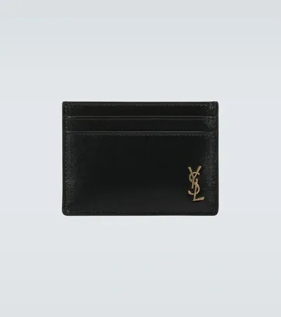 Saint Laurent Leather Cardholder In Black