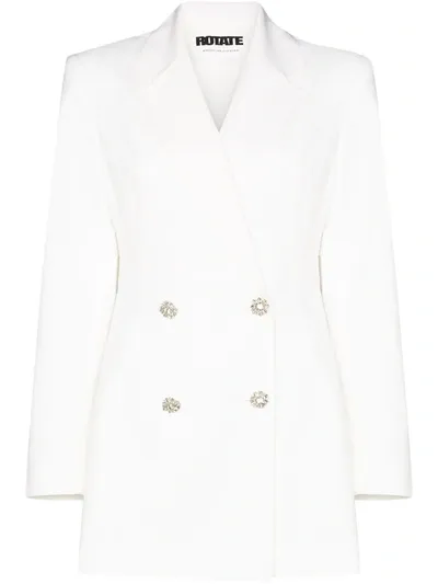 Rotate Birger Christensen Fonda Double-breasted Blazer Dress In White