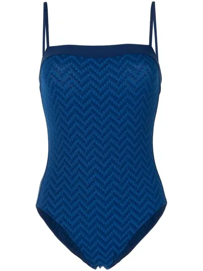 Eres Zigzag-pattern Square Neck One Piece In Blue