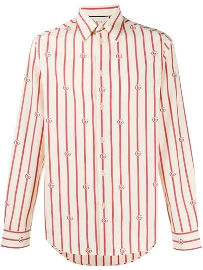 Gucci Double G Vertical-stripe Shirt In Multi