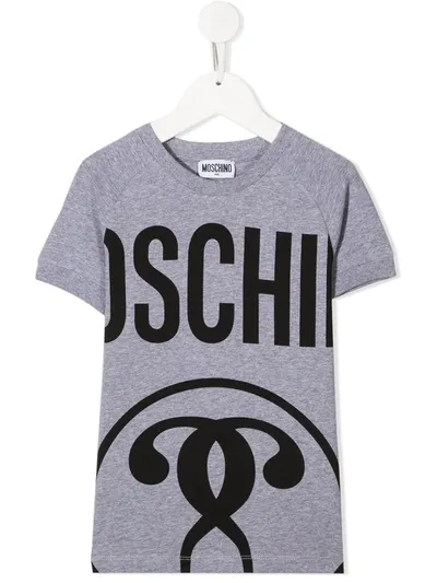 Moschino Kids' Logo-print Crew-neck T-shirt In Grey