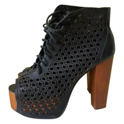 Pre-owned Jeffrey Campbell Leather Open Toe Boots In Black