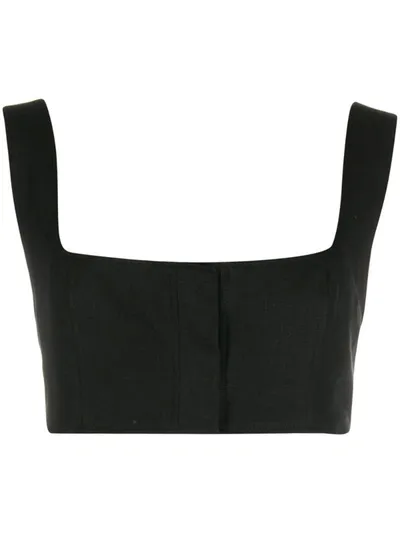 Le Kasha Jirja Cropped Linen Top In Black