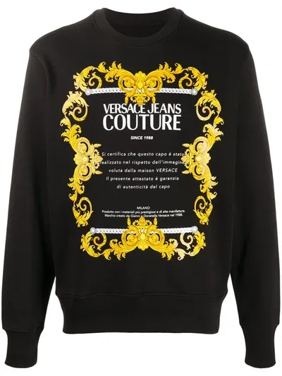 Versace Jeans Couture Logo Baroque Print Sweatshirt In Black