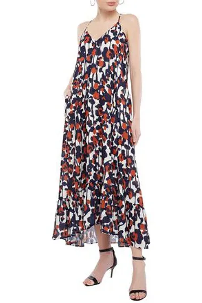 Iris & Ink Brea Ruffled Printed Crepe De Chine Midi Dress In Ivory