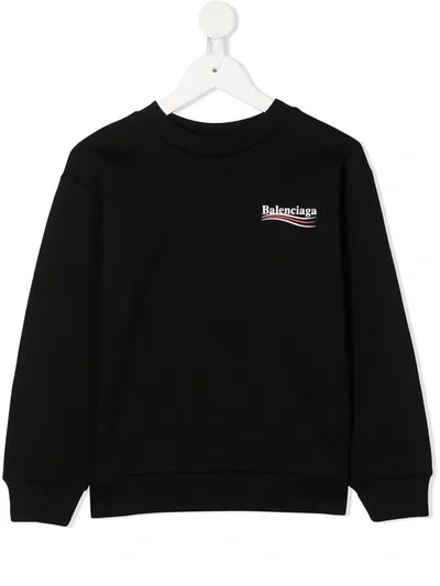 Balenciaga Kids' Logo Print Cotton Sweatshirt In Pink