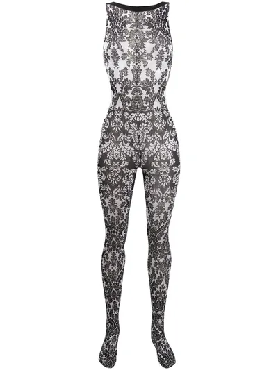 Wolford 70th Anniversary Microfiber Jumpsuit In Black,white