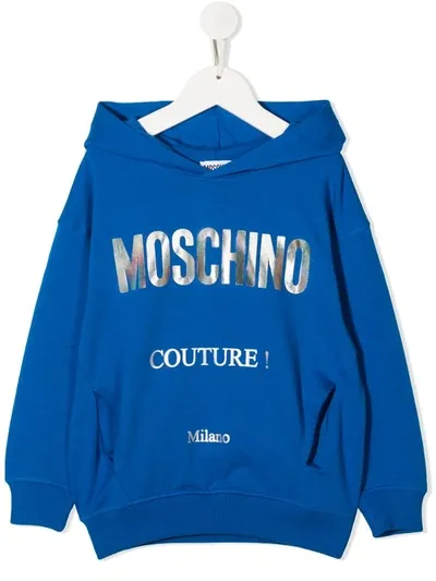 Moschino Kids' Logo Print Hoodie In Blue