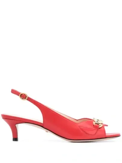 Gucci Leather Slingback Pumps In Red