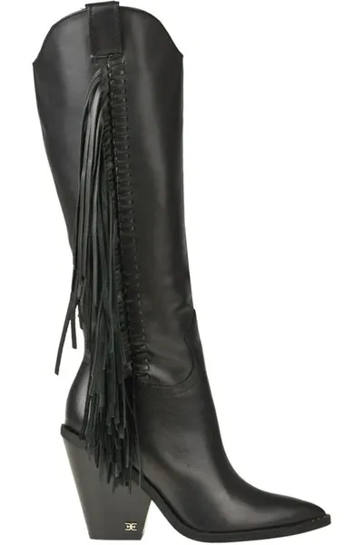 Sam Edelman Imari Fringed Texan Boots In Black