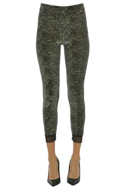 Motel Animal Print Velvet Leggings In Beige