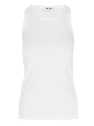 Saint Laurent Crewneck Sleeveless Tank Top In White