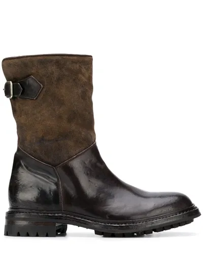 Officine Creative Alix Contrast Texture Boots In Brown