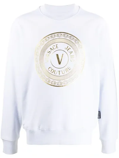 Versace Jeans Couture Logo Print Sweatshirt In White