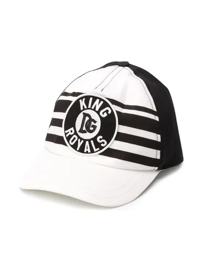 Dolce & Gabbana Kids' Dg King Logo-patch Cap In Black