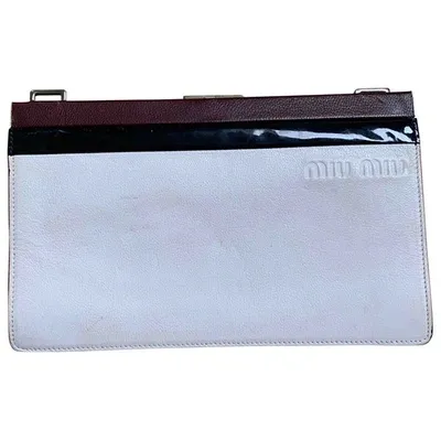 Pre-owned Miu Miu Leather Clutch Bag In White