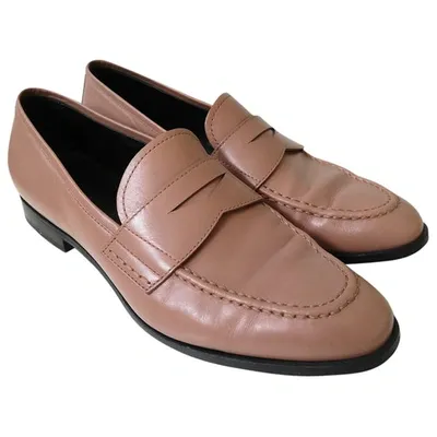 Pre-owned Giorgio Armani Leather Flats In Beige