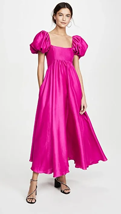 Azeeza Rory Raw Silk Peony Dress