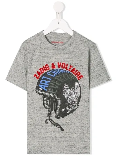 Zadig & Voltaire Kids' Art Changes Everything Graphic T-shirt In Grey