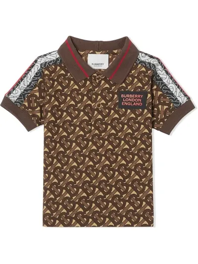 Burberry Babies' Monogram-print Polo Shirt In Brown