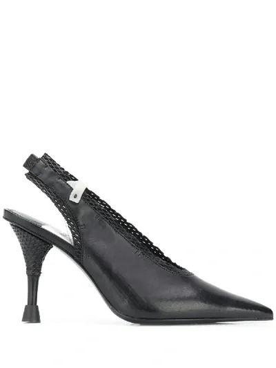 Premiata Leather And Mesh Slingbacks In Black