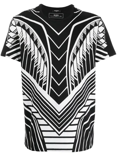 Balmain Geometric Print Short-sleeved T-shirt In Black