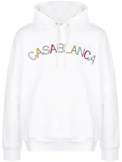 Casablanca Embroidered Logo Hoodie In White