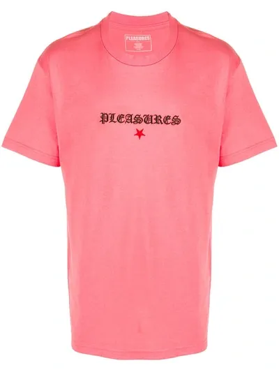 Pleasures Shine Embroidered Tee In Pink