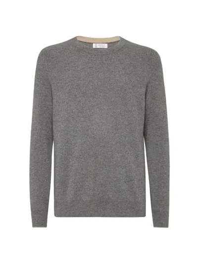 Brunello Cucinelli Crewneck Knit Sweater In Dark Grey