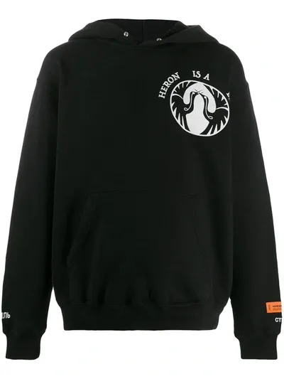 Heron Preston Graphic-print Long-sleeved Hoodie In Black