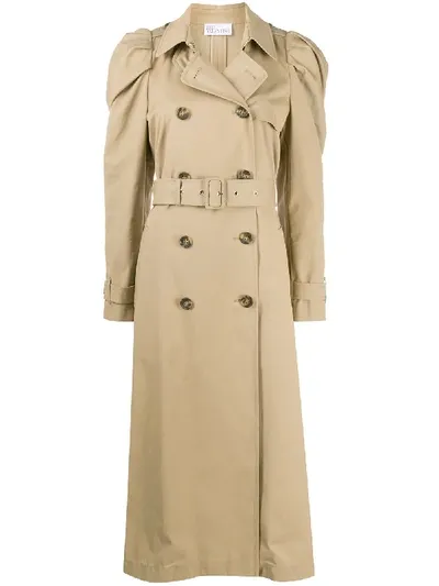 Red Valentino Puff Shoulder Trench Coat In Neutrals