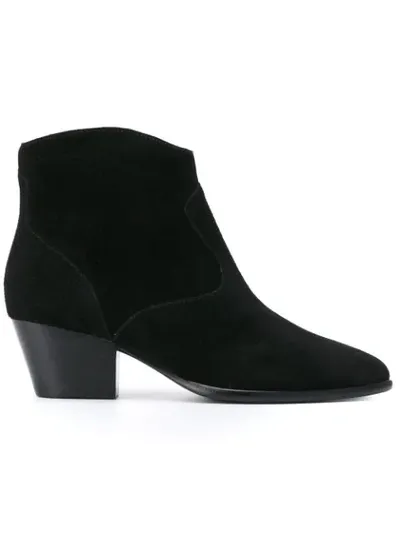 Ash Heidi Bis Texan Ankle Boots In Black Suede