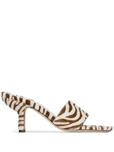 By Far Brown And White Dylan 70 Zebra Print Mules