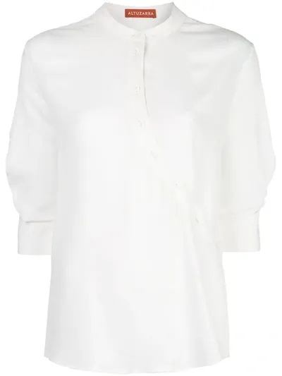 Altuzarra Kumi Asymmetric Crepe Blouse In White