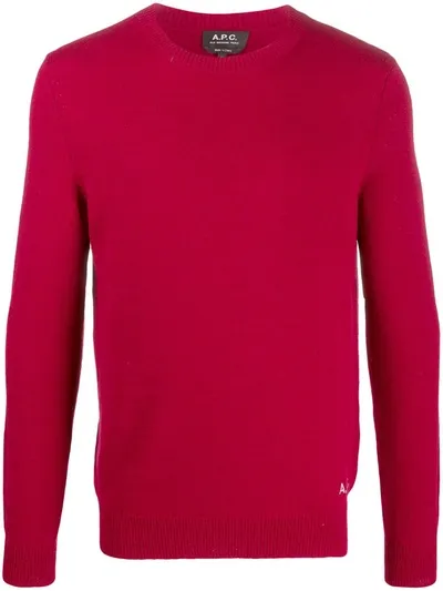 Apc Logo-embroidered Sweater In Red