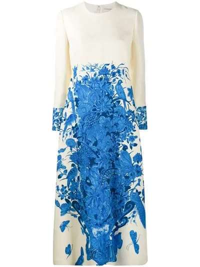 Valentino Delft Printed Crepe Couture Long Dress