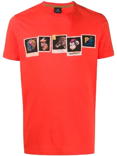 Ps By Paul Smith Ps Club Photos Print T-shirt In Red