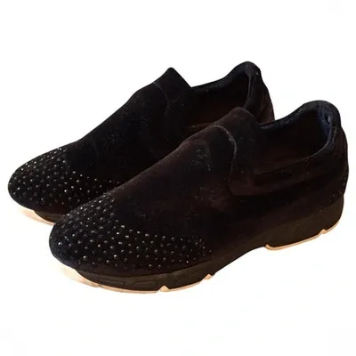 Pre-owned Baldinini Velvet Trainers In Black