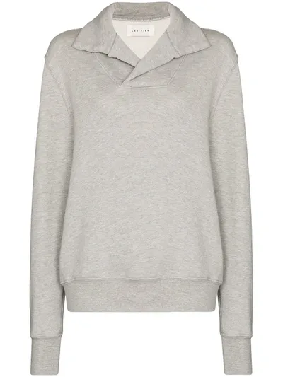 Les Tien Yacht Mélange-effect Cotton Sweatshirt In Grau