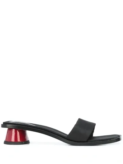 By Far Block Heel Mules In Black